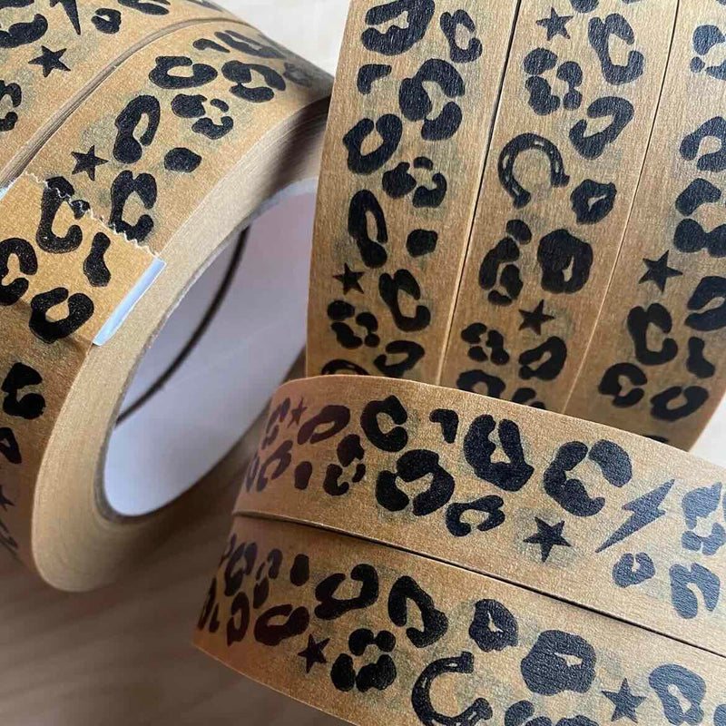 ECO KLEBEBAND MIT SCHWARZEM LEOPARDENMUSTER