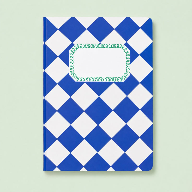 A5 BLAU - WEISS KARIERTES SKIZZEN / NOTIZBUCH