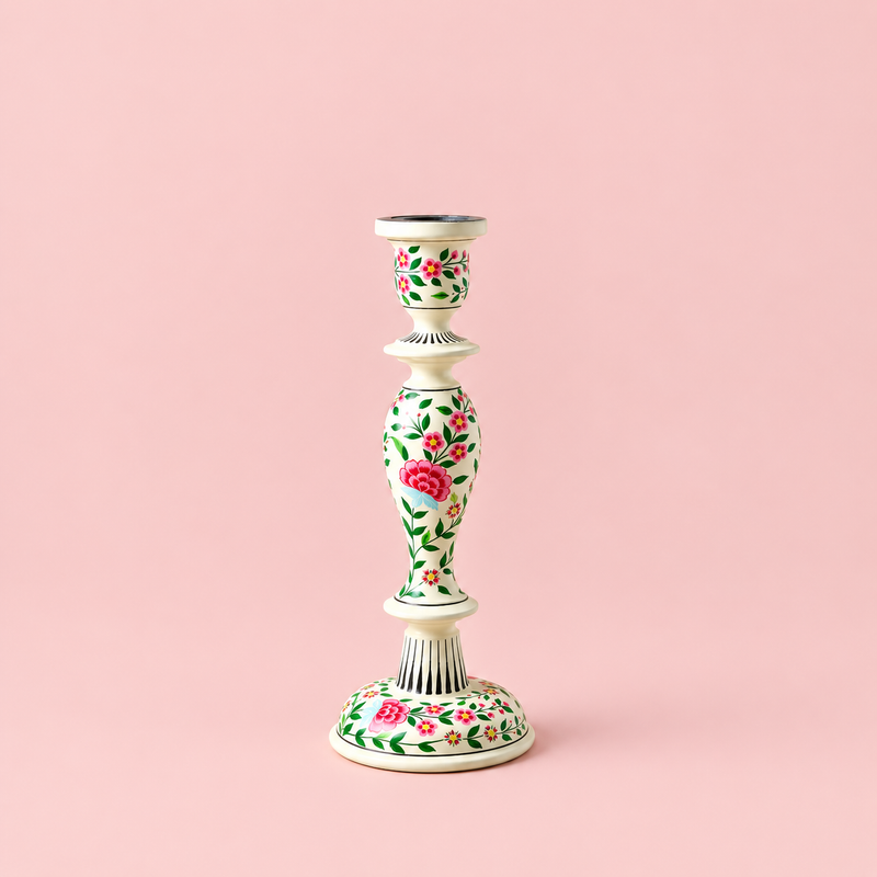 KERZENHALTER - ROSA BLUMEN