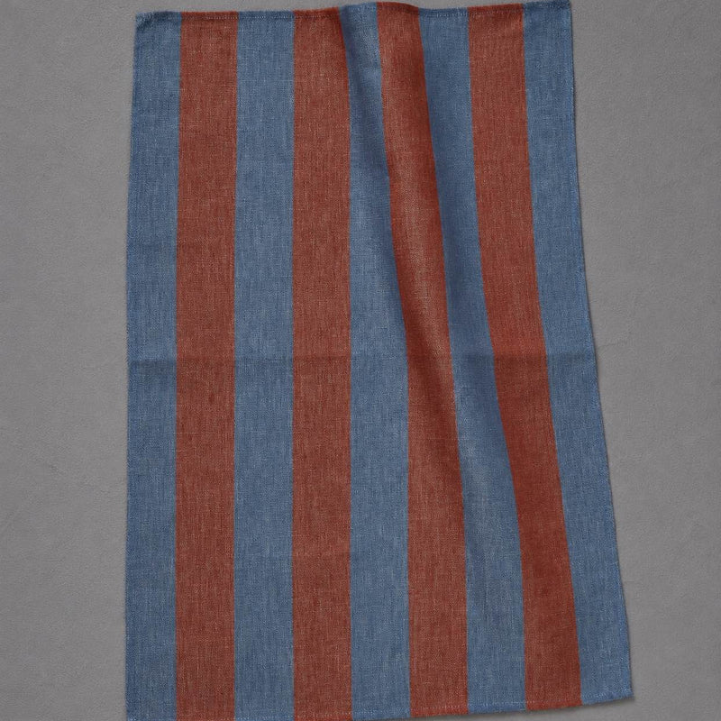AUX PETITS OIGNONS - BLAU/ROT LEINENTUCH