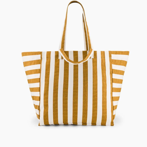 ELISA CARAMEL GESTREIFTE TASCHE- ECRU