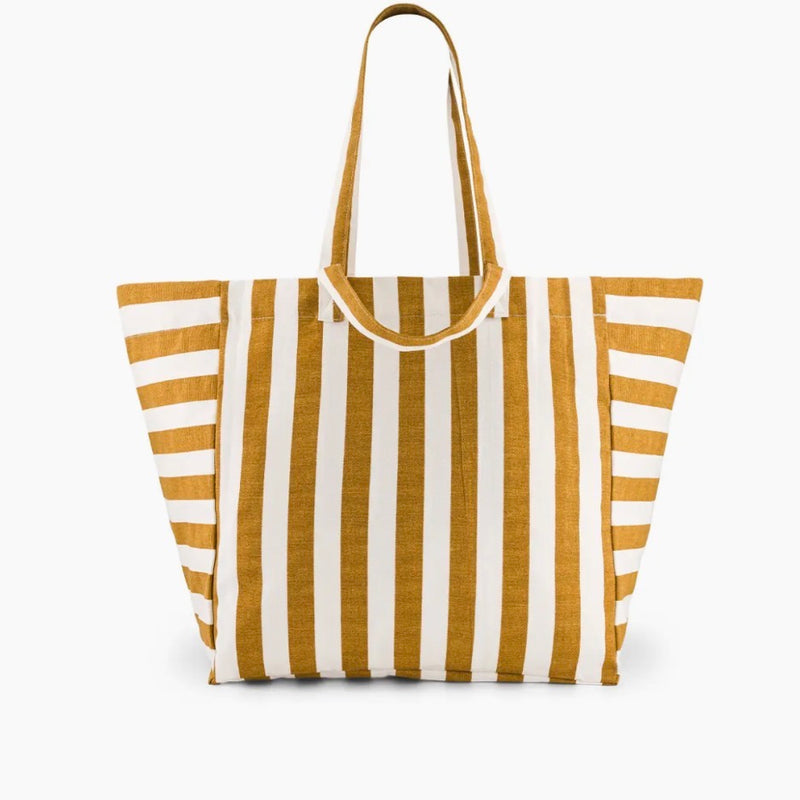ELISA CARAMEL GESTREIFTE TASCHE- ECRU