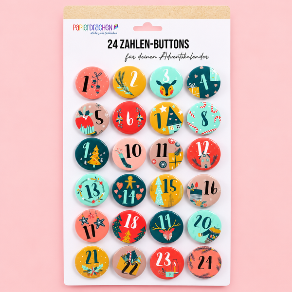 ADVENTSKALENDER BUTTON - ZAHLEN BUNT