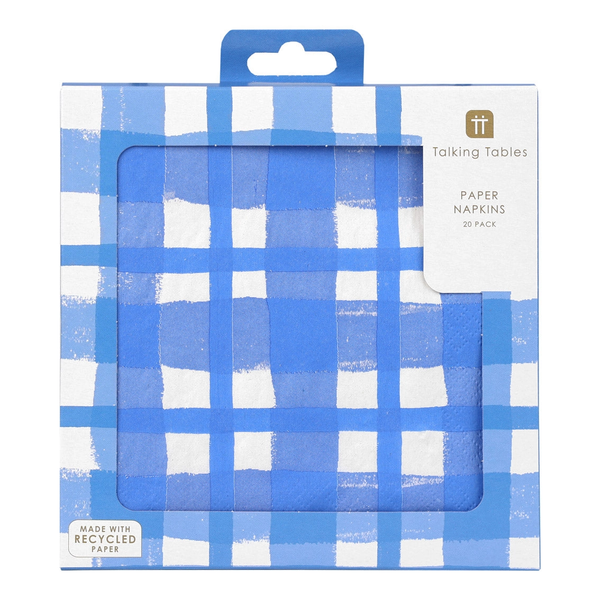 PAPIERSERVIETTEN BLAU - WEISS KARIERT