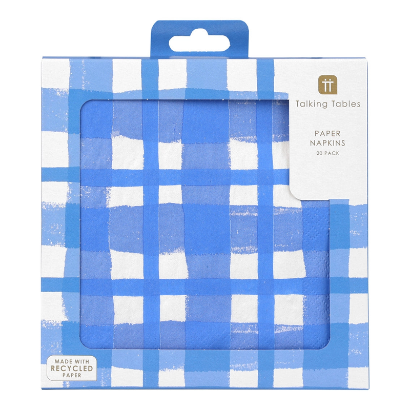 PAPIERSERVIETTEN BLAU - WEISS KARIERT