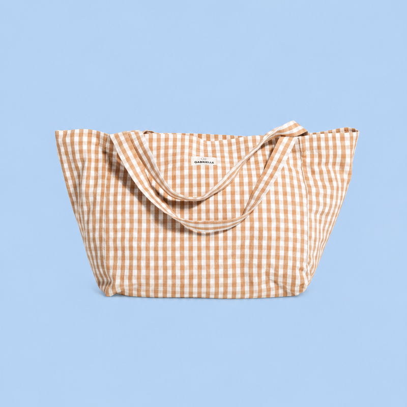 TASCHE AUS VICHY-BAUMWOLLE-CAMEL