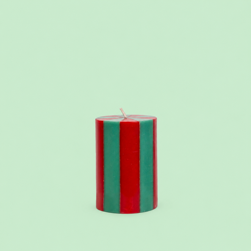 KERZE STRIPE - ROT/GRÜN