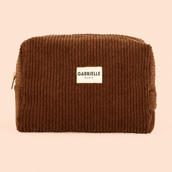 KULTURTASCHE AUS VELOURS IN CAMEL
