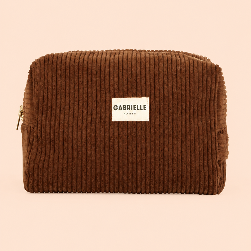 KULTURTASCHE AUS VELOURS IN CAMEL