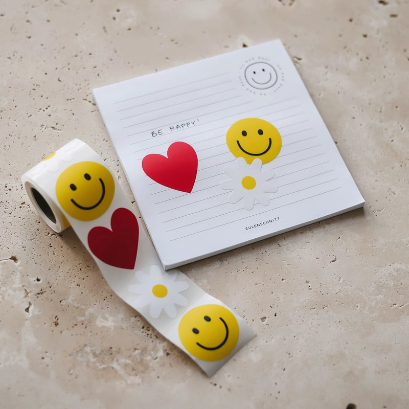 AUFKLEBER - SMILEY, HERZ,  DAISY