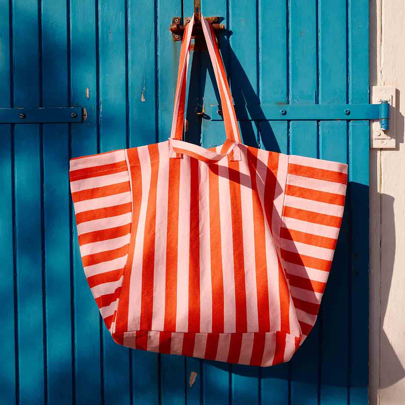 TASCHE GESTREIFT - ROT / PINK