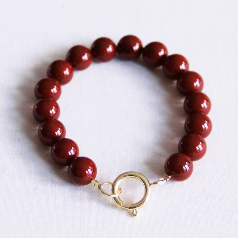 ARMBAND AUS NATURSTEINPERLEN - DUNKELROT